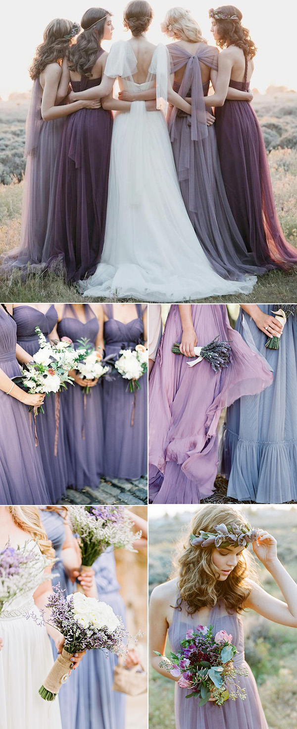 shades of purple bridesmaid dresses for lavender wedding ideas