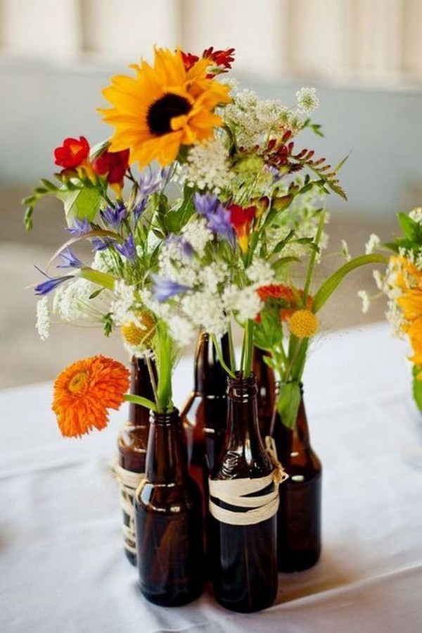 simple wildflowers wedding centerpieces