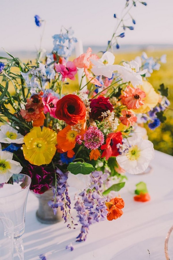 vintage colorful wildflower·wedding centerpiece