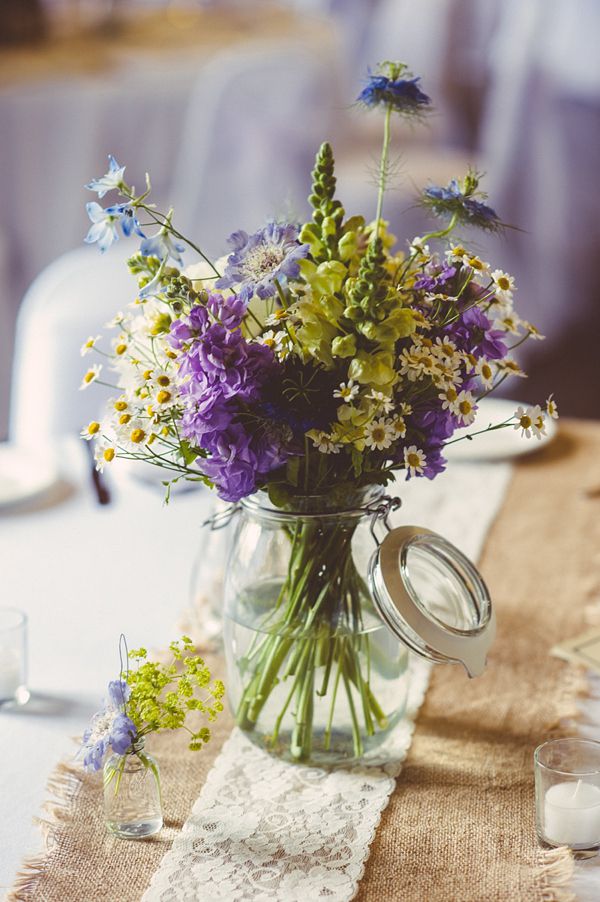 vintage wildflowers wedding centerpiece