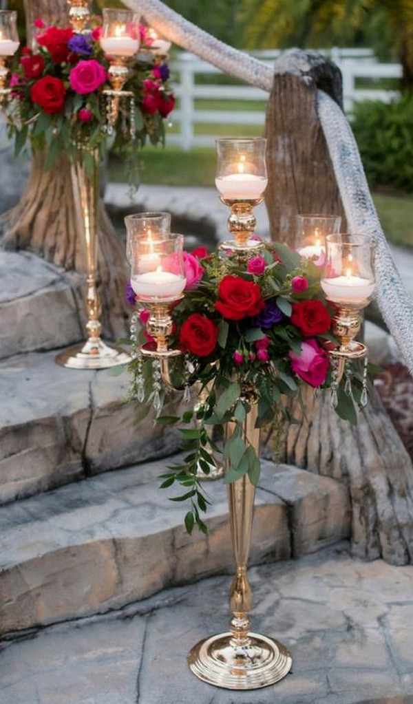 burgundy and greenery wedding decoration