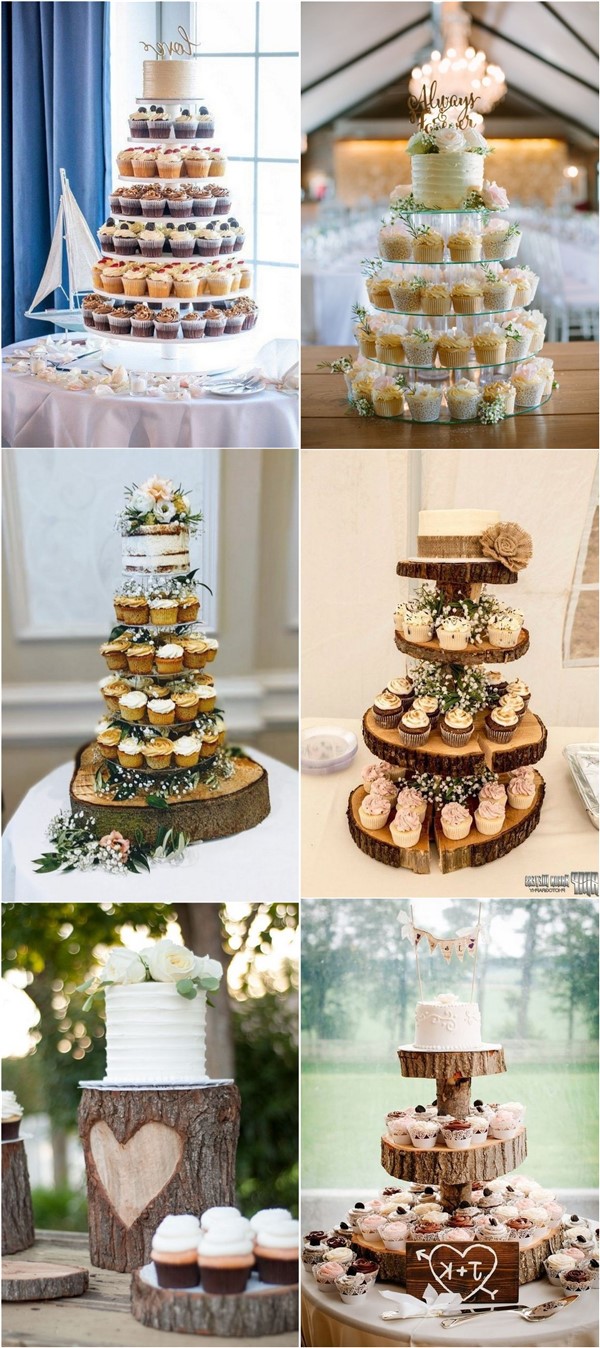 chic wedding cake ideas with cupcakes