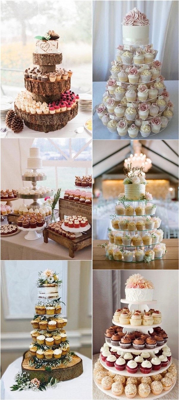 chic wedding cake ideas with cupcakes