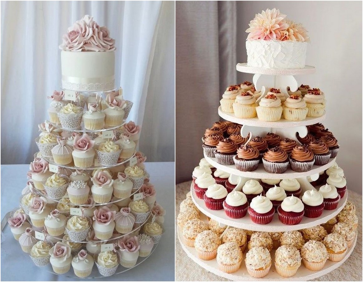 chic wedding cake ideas with cupcakes