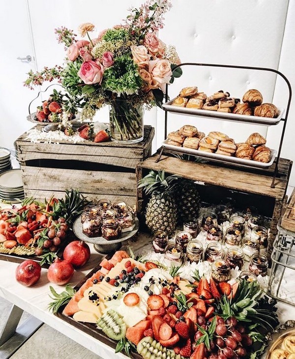 fruits and dessert wedding charcuterie table ideas