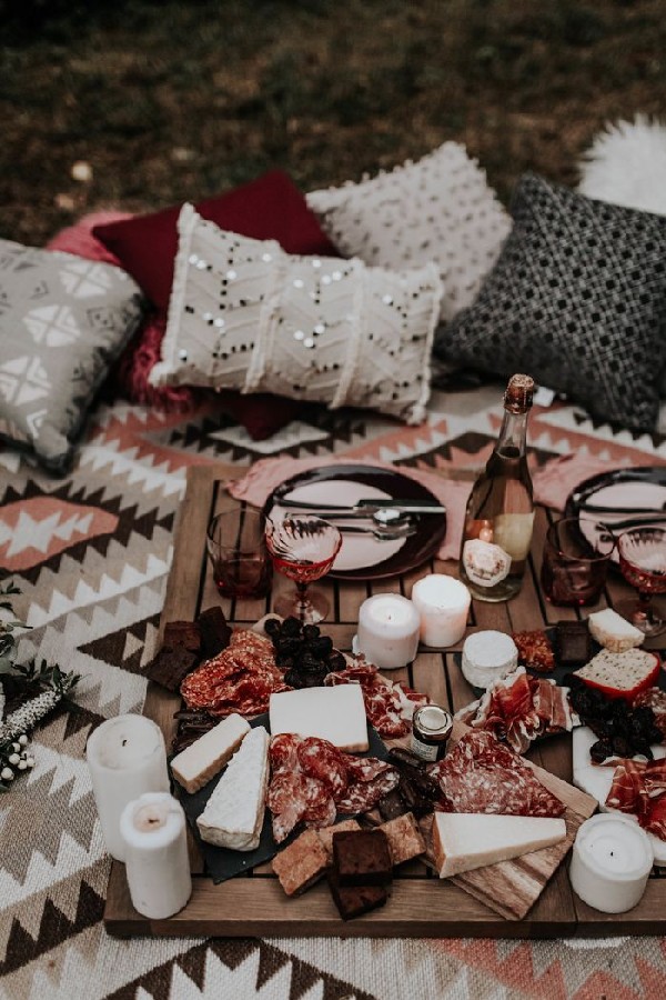 rosé inspired charcuterie table bar