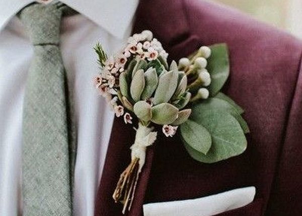 succulent groom boutonniere