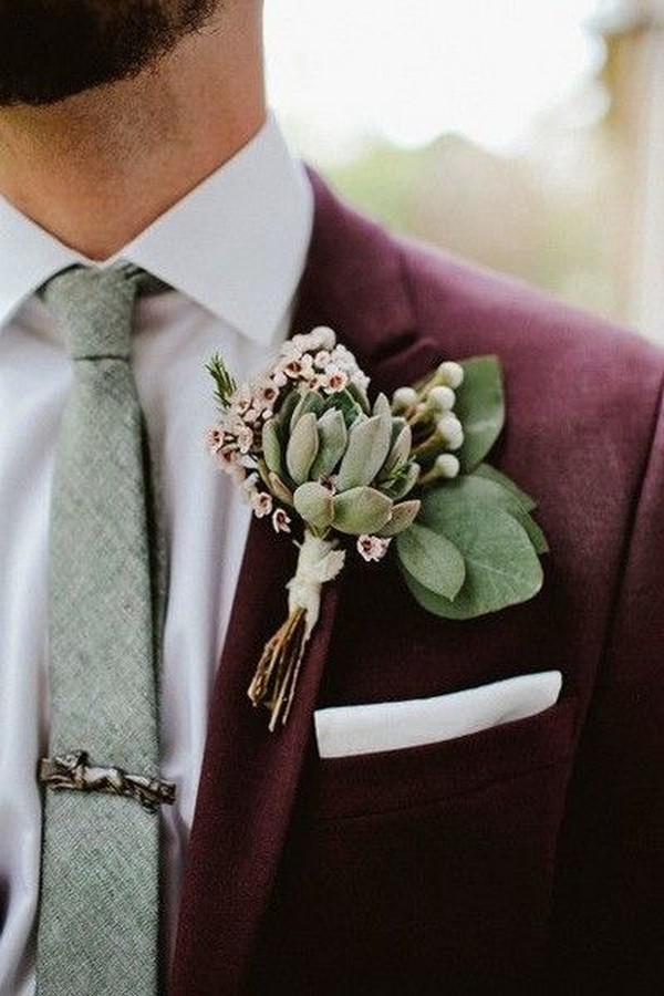 succulent groom boutonniere