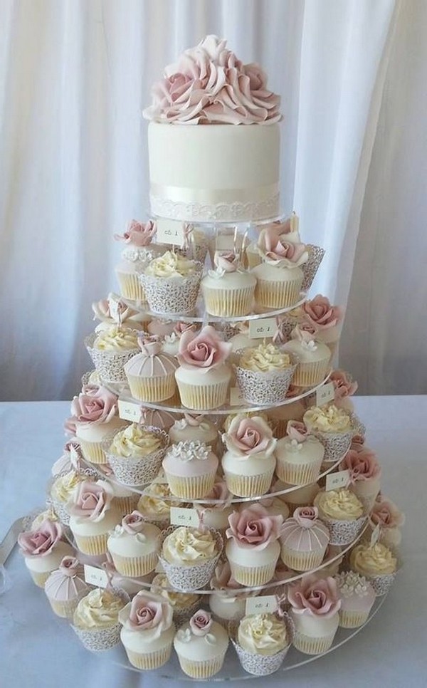 vintage wedding cake ideas with cupcakes