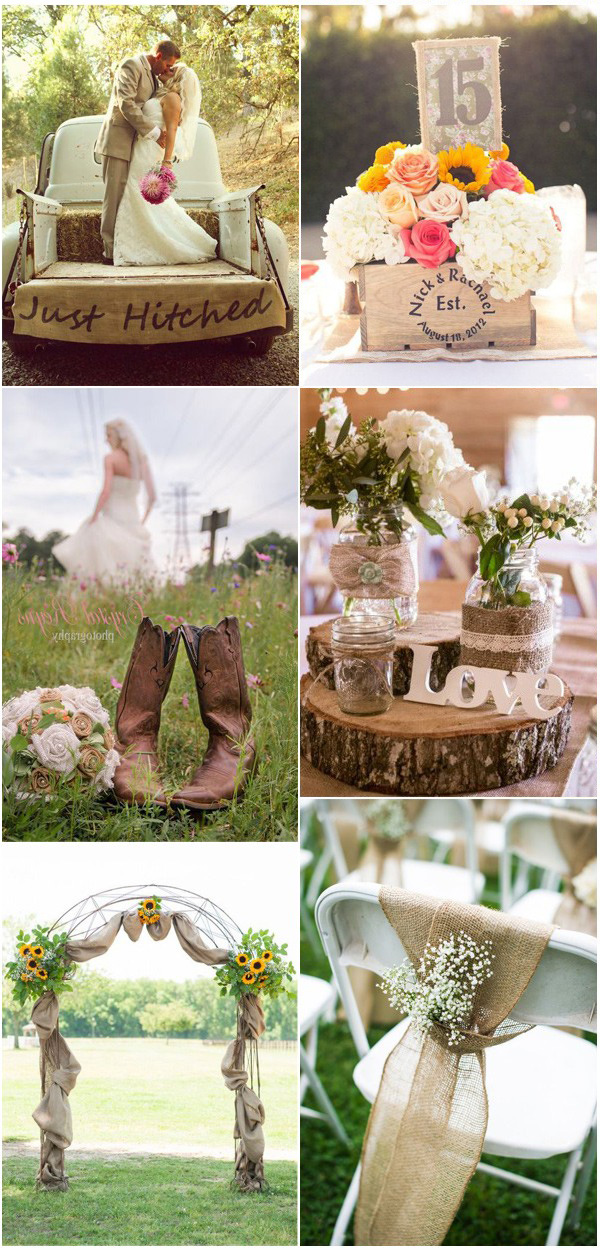 Chic Rustic Burlap and Lace Country Wedding Decoration Ideas