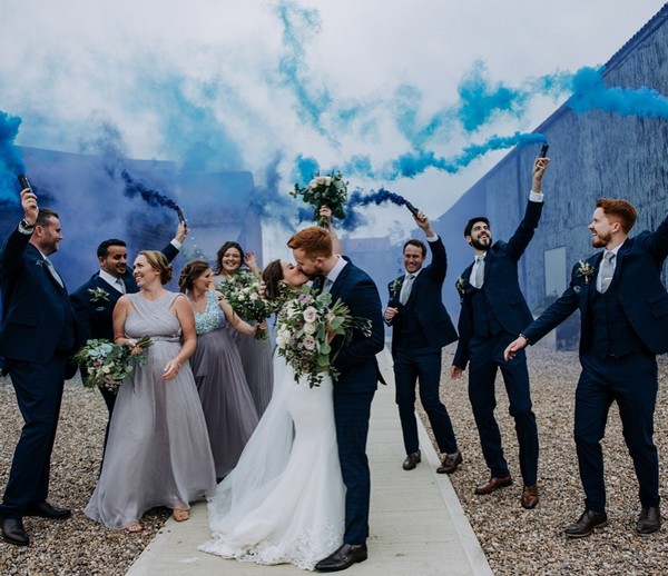 Colorful Smoke Bomb Wedding Photo Ideas #wedding #weddingphotos #weddingideas