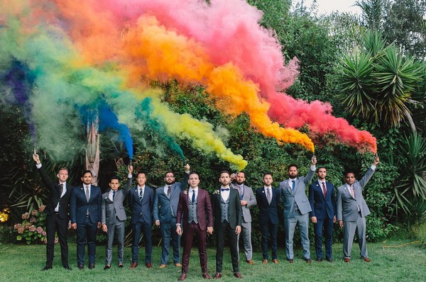 Colorful Smoke Bomb Wedding Photo Ideas #wedding #weddingphotos #weddingideas