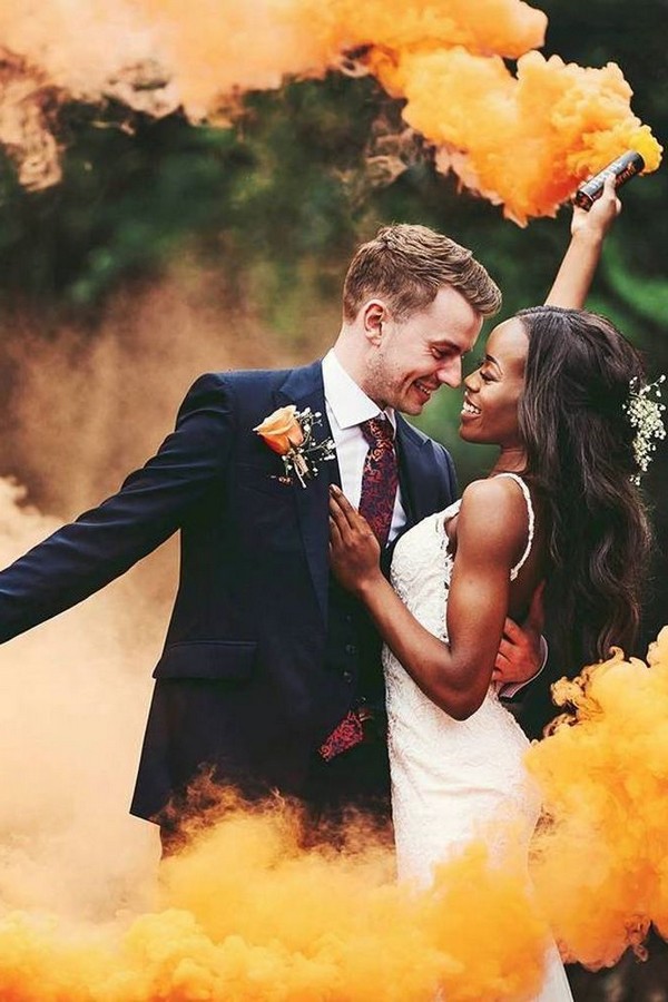 Colorful Smoke Bomb Wedding Photo Ideas #wedding #weddingphotos #weddingideas