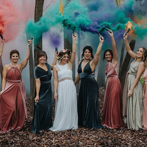 Colorful Smoke Bomb Wedding Photo Ideas #wedding #weddingphotos #weddingideas