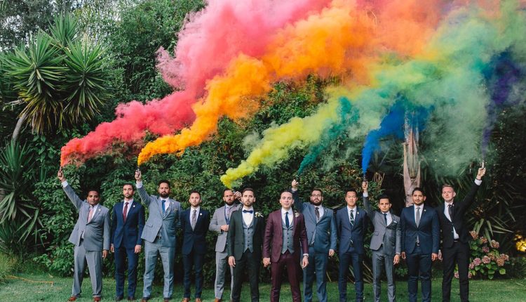 Colorful Smoke Bomb Wedding Photo Ideas