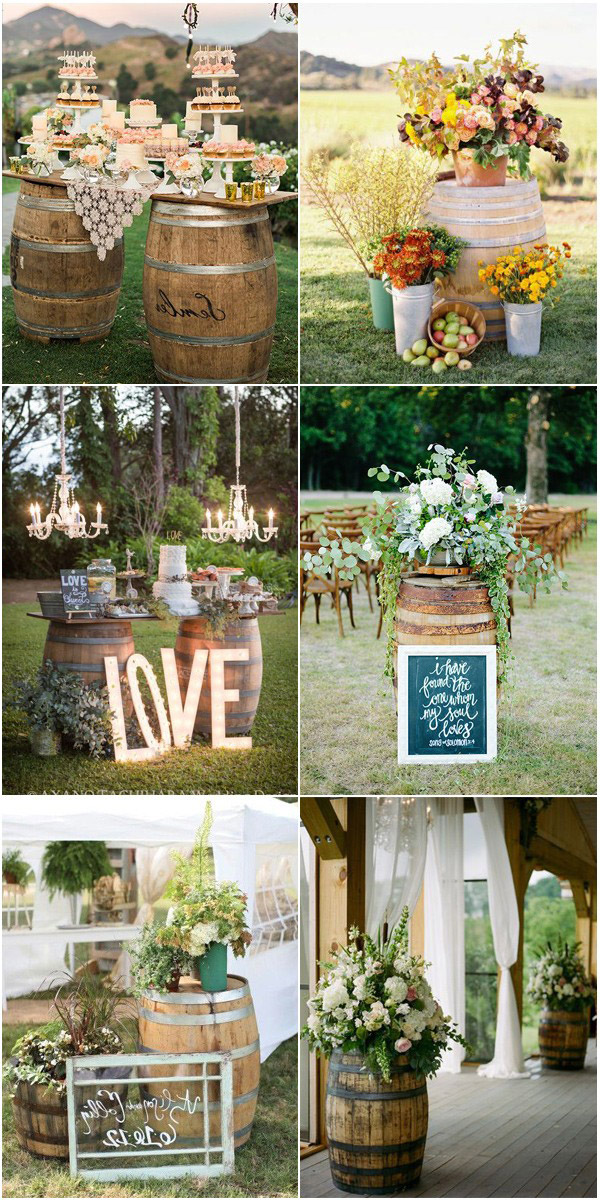 Country Chic Wine Barrel Theme Wedding Decoration Ideas