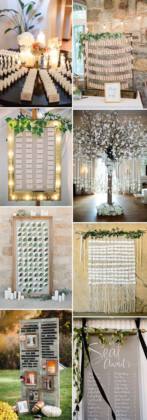 Creative seating chart and escort card display ideas