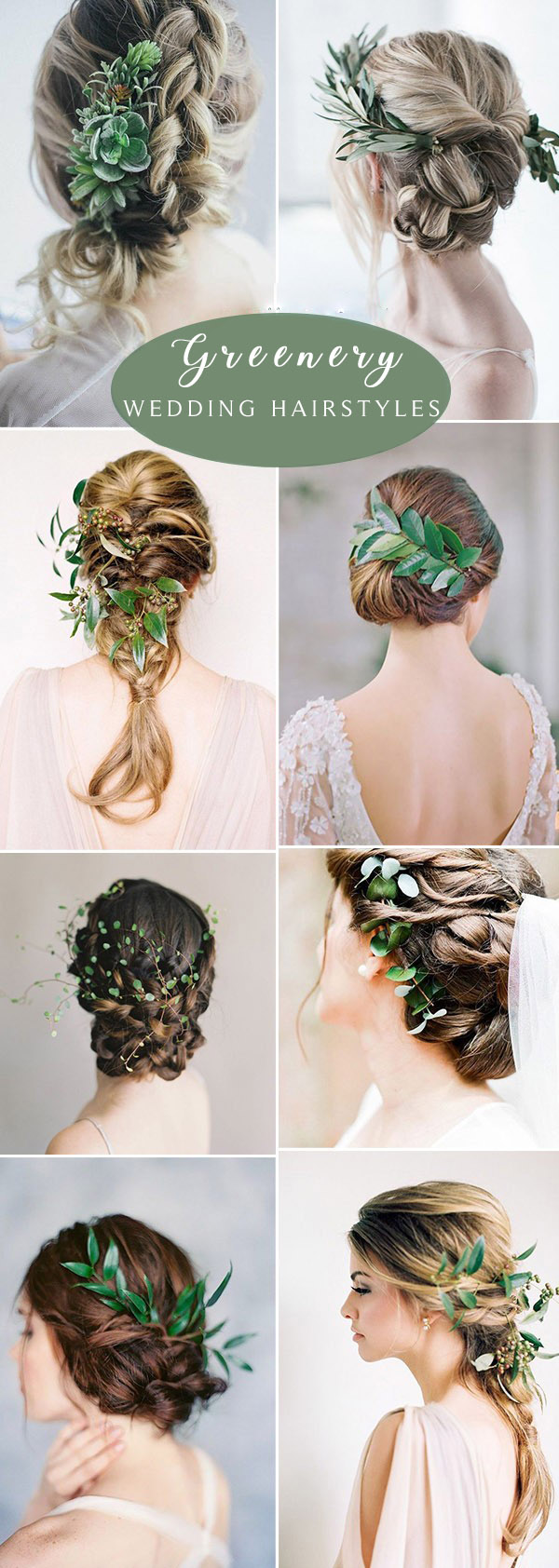 Stylish minimalist greenery bridal hair decoration ideas