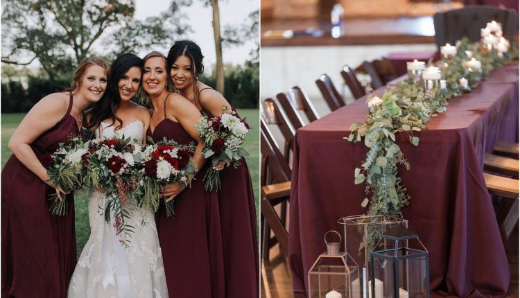 burgundy and greenery wedding color ideas