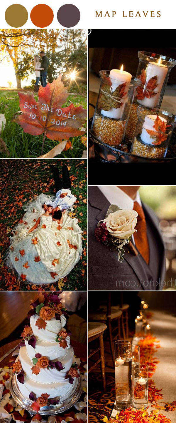 burnt orange maple leave fall wedding ideas and wedding colors