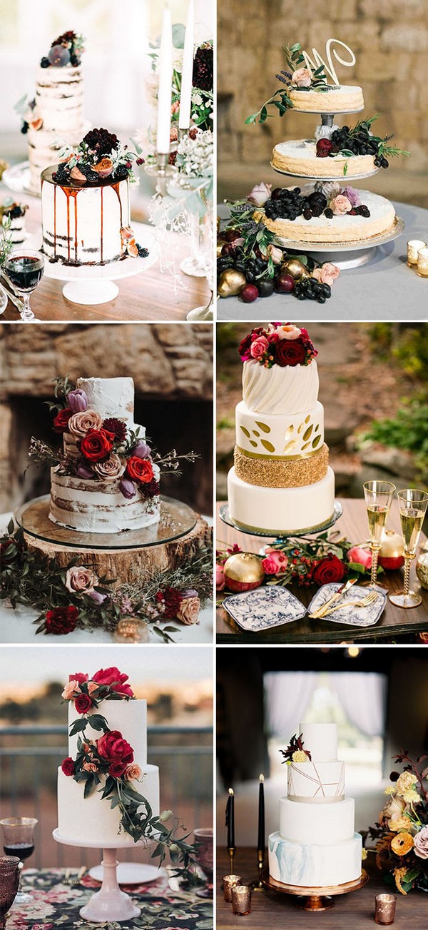 fall and autumn seasonal flower wedding cakes ideas