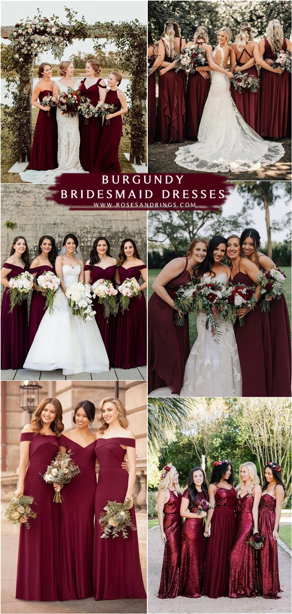 fall burgundy wine bridesmaid dresses