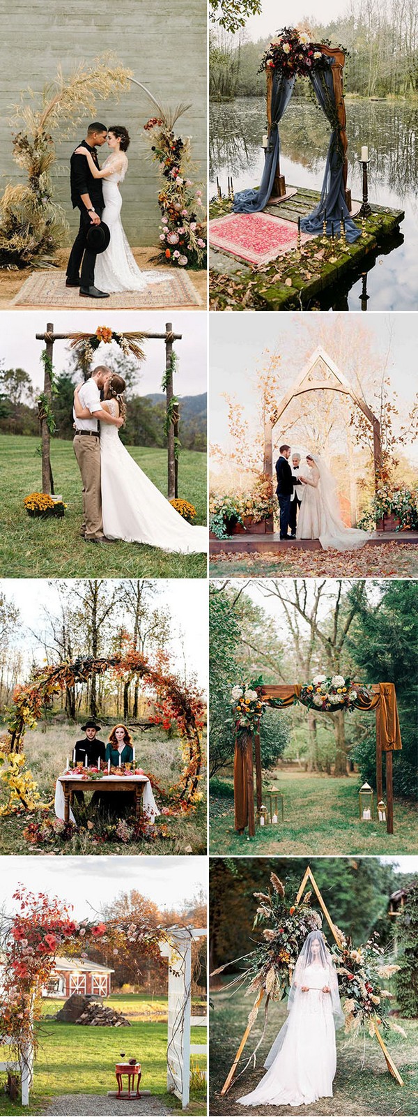 gorgeous fall seasonal wedding ceremony altar and arch decoration ideas