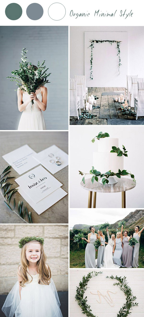 grey and white minimalist organic garden wedding ideas