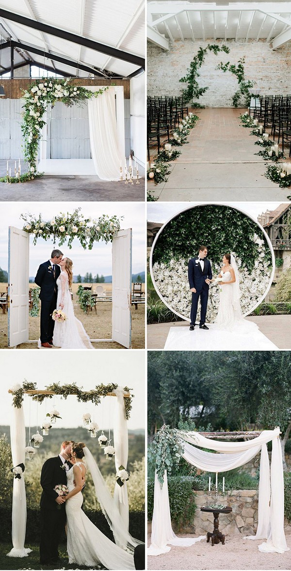 inspirational white and greenery wedding arch ideas