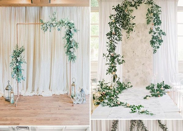 simple organic vine modern wedding ceremony backdrop ideas