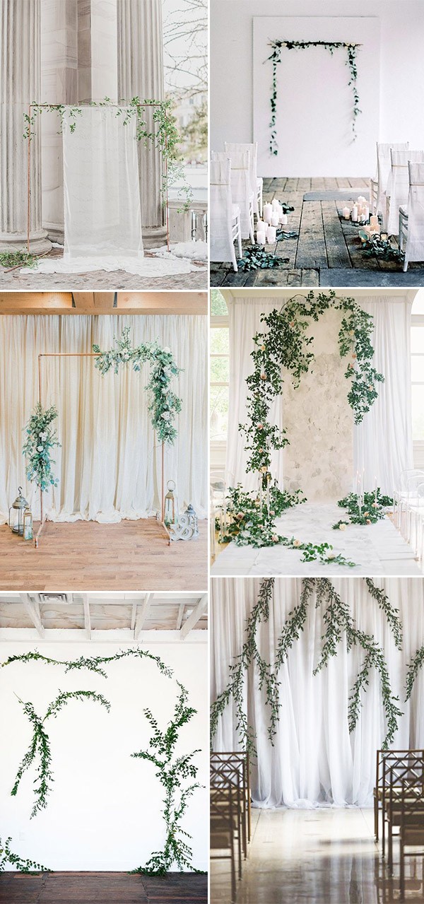 simple organic vine modern wedding ceremony backdrop ideas