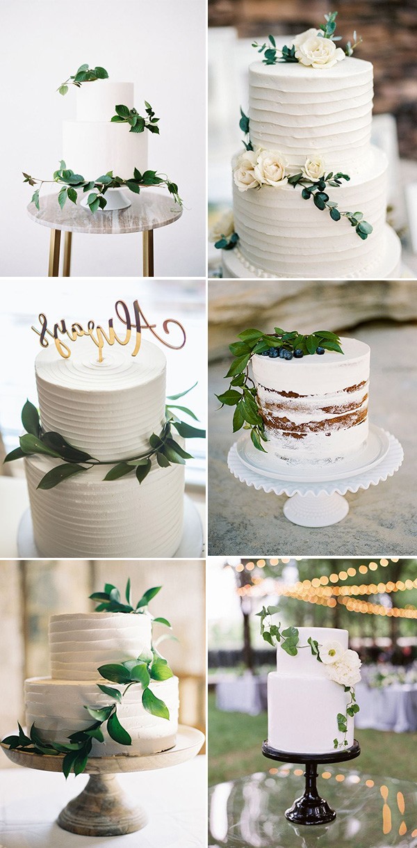 simple white organic wedding cakes for minimailist weddings