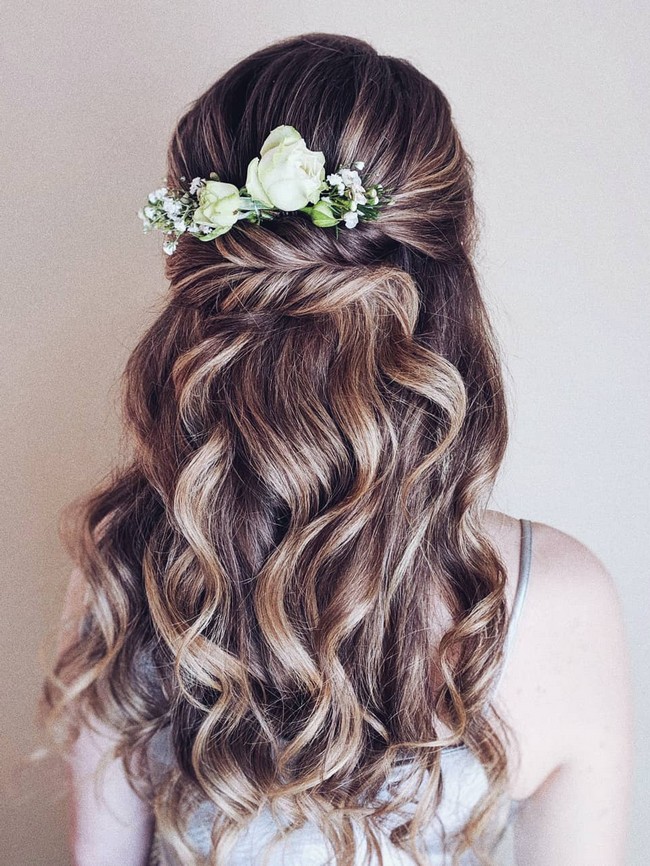 Olga Hampshire Half Up Half Down Wedding Hairstyles #wedding #hair #hairstyles #weddingideas