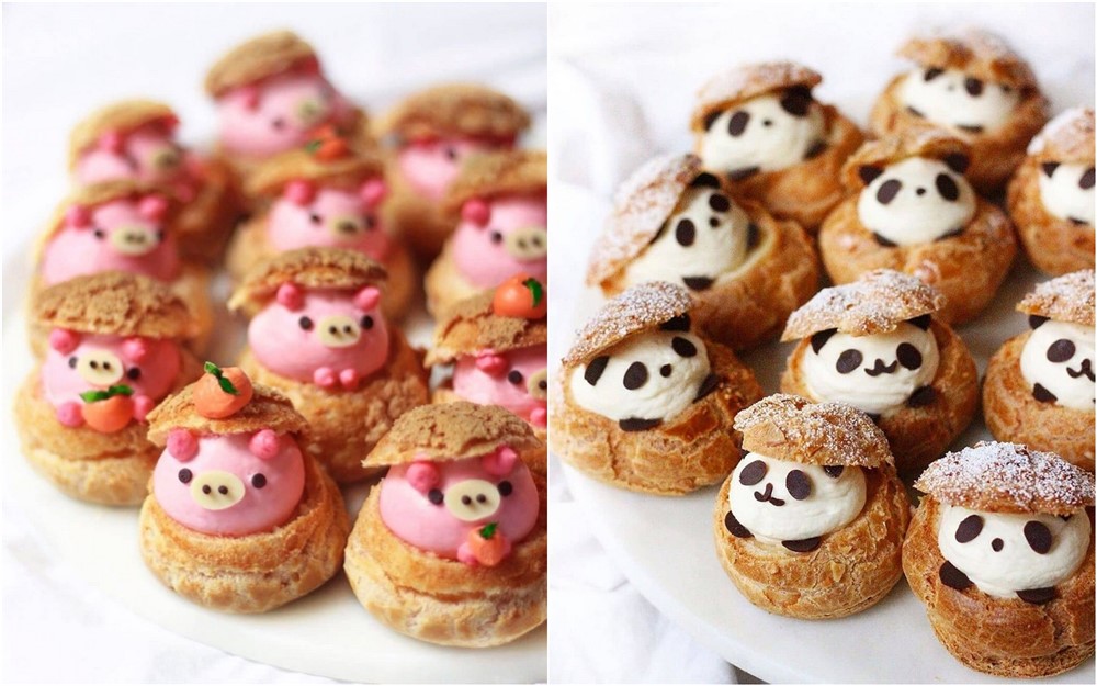 Cute choux cream puffs