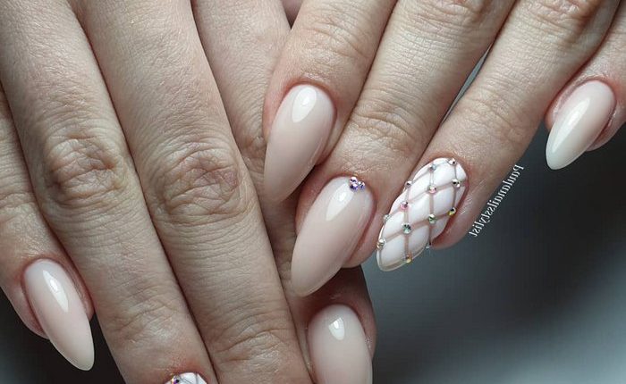 Pink White Wedding Nail Art Design Ideas 1