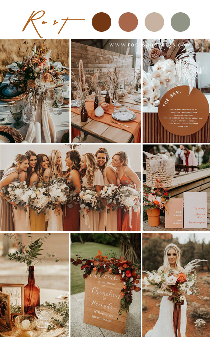 Bohemian rust dusty orange wedding color ideas #rustwedding #fallwedding #weddingcolors #weddingideas #dustyorange