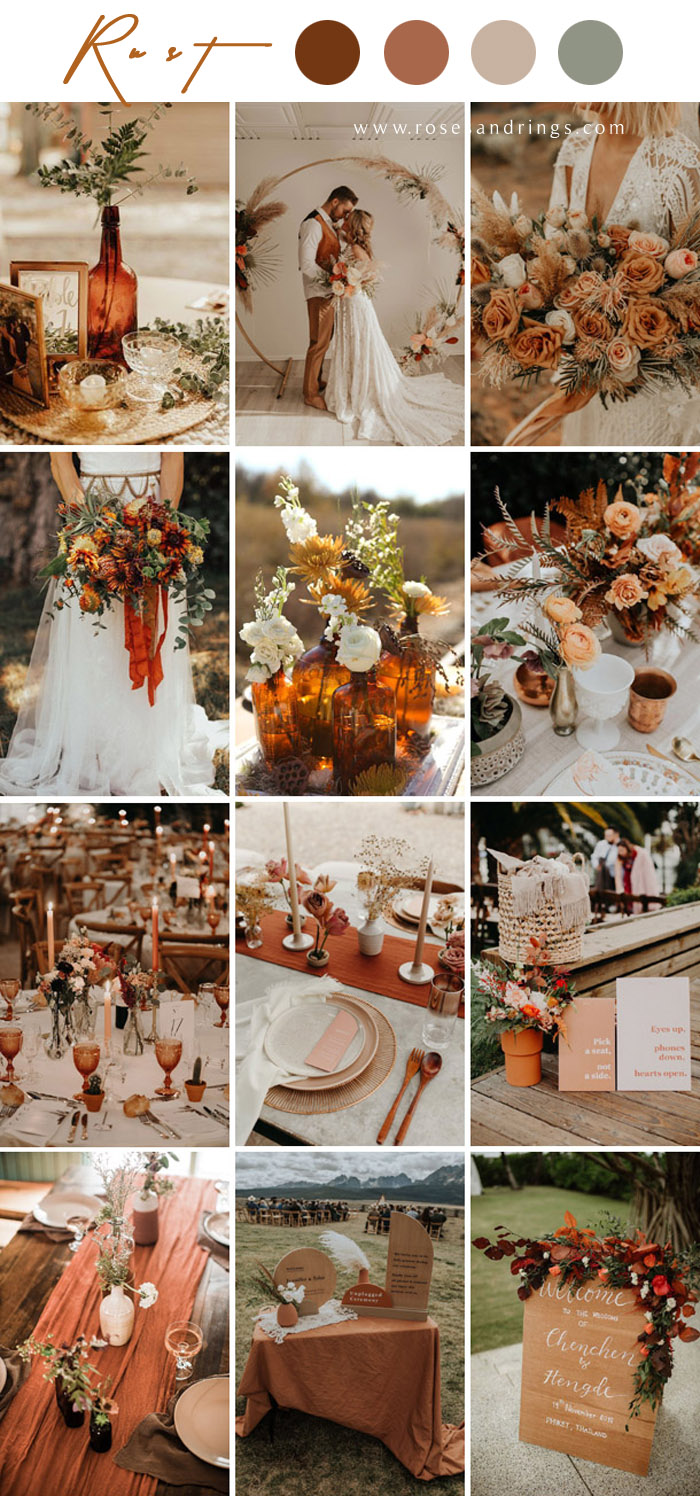 Bohemian rust dusty orange wedding color ideas #rustwedding #fallwedding #weddingcolors #weddingideas #dustyorange