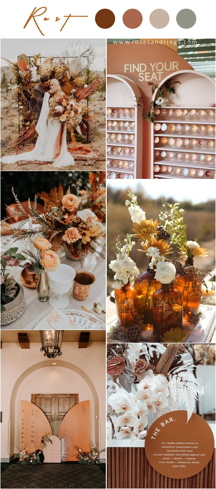 Bohemian rust dusty orange wedding color ideas #rustwedding #fallwedding #weddingcolors #weddingideas #dustyorange