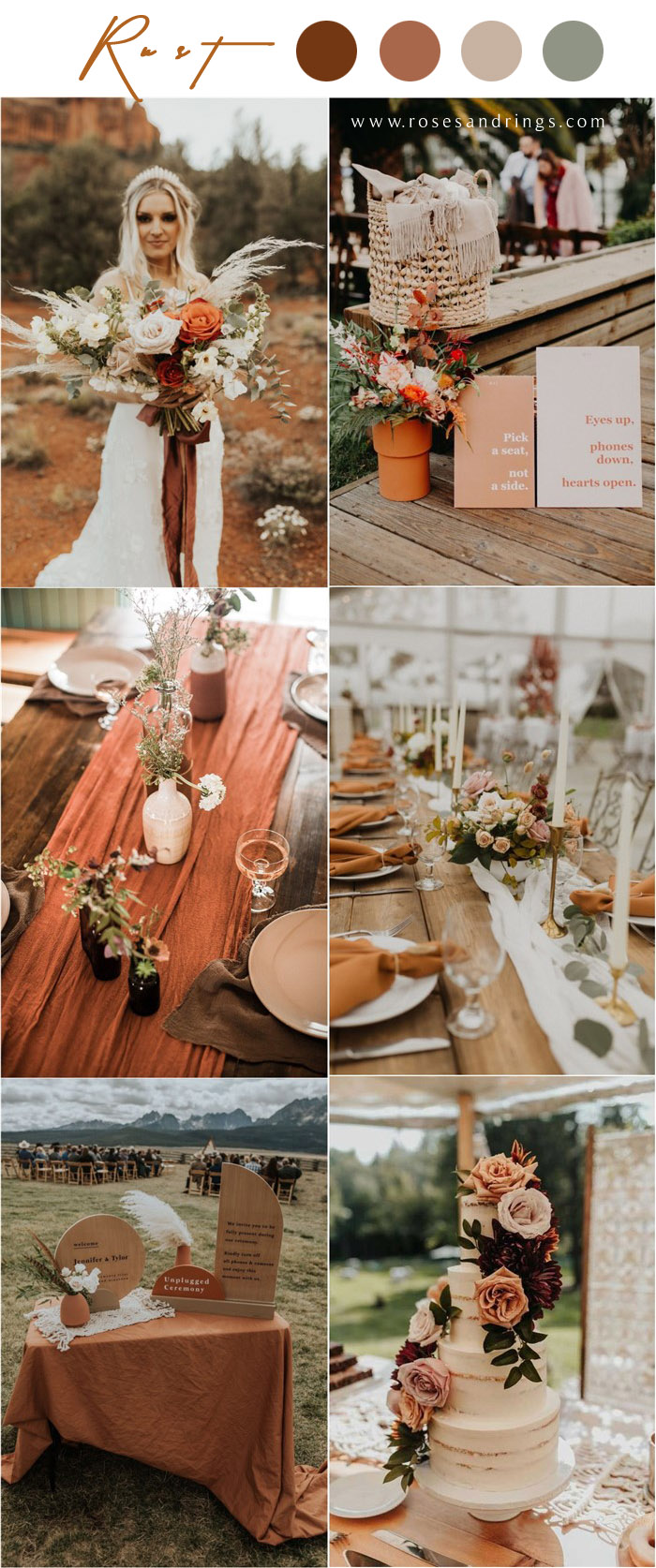 Bohemian rust dusty orange wedding color ideas 6