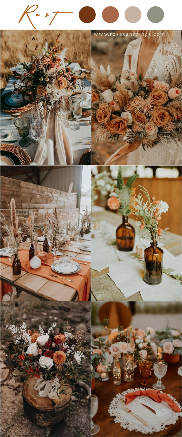 Bohemian rust dusty orange wedding color ideas #rustwedding #fallwedding #weddingcolors #weddingideas #dustyorange