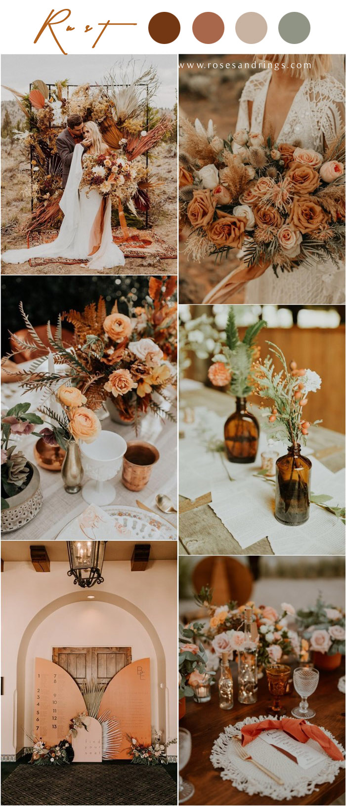 Bohemian rust dusty orange wedding color ideas #rustwedding #fallwedding #weddingcolors #weddingideas #dustyorange