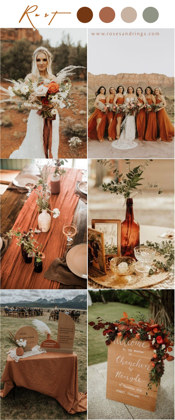 Bohemian rust dusty orange wedding color ideas #rustwedding #fallwedding #weddingcolors #weddingideas #dustyorange