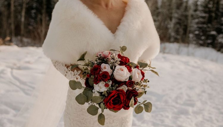 Red and blush wedding bouquets