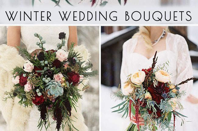 burgundy and blush winter bridal bouquets ideas