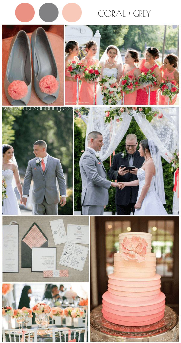 coral and grey summer wedding color combos