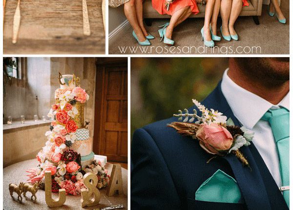 coral gold and mint summer wedding color combos