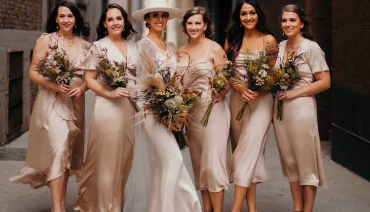 taupe satin bridesmaid dresses