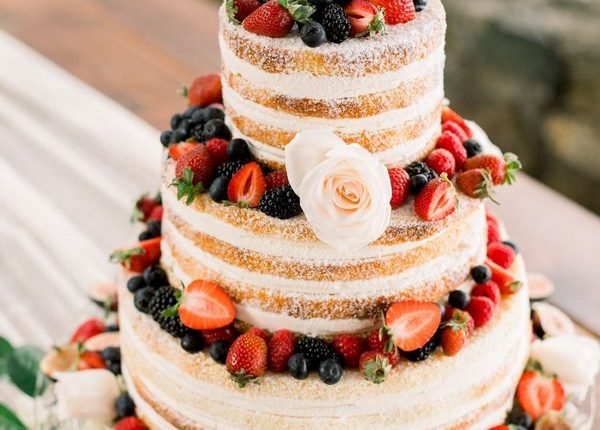 Naked Fruity Wedding Cakes with Fresh Berries