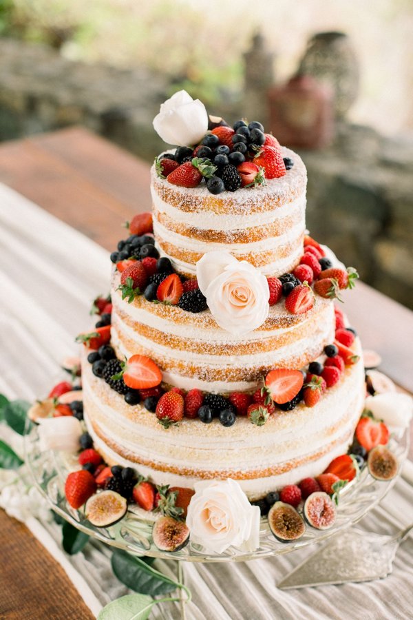 Naked Fruity Wedding Cakes with Fresh Berries