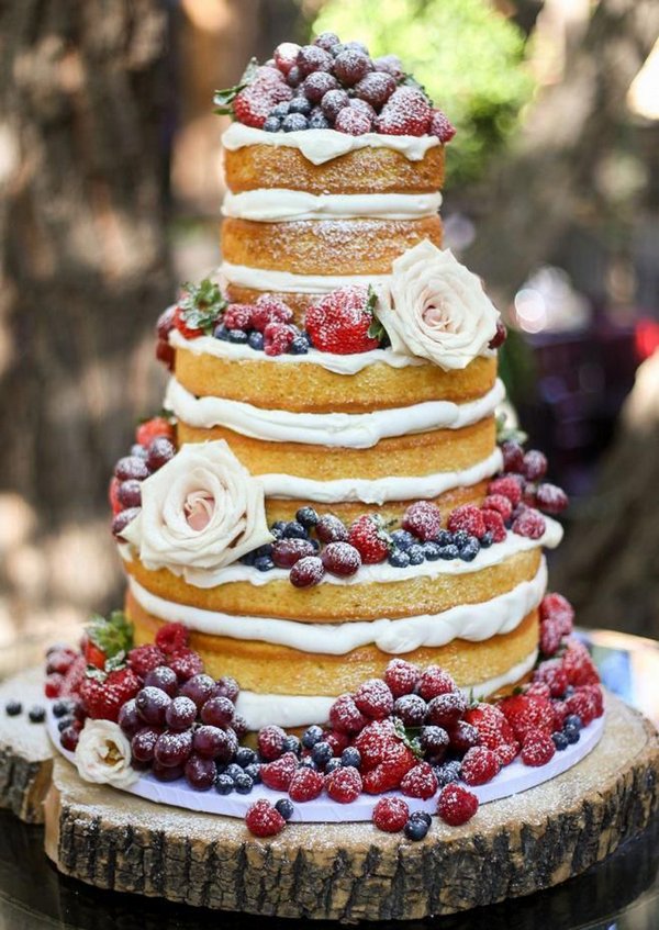 Naked Wedding Cakes with Fresh Berries